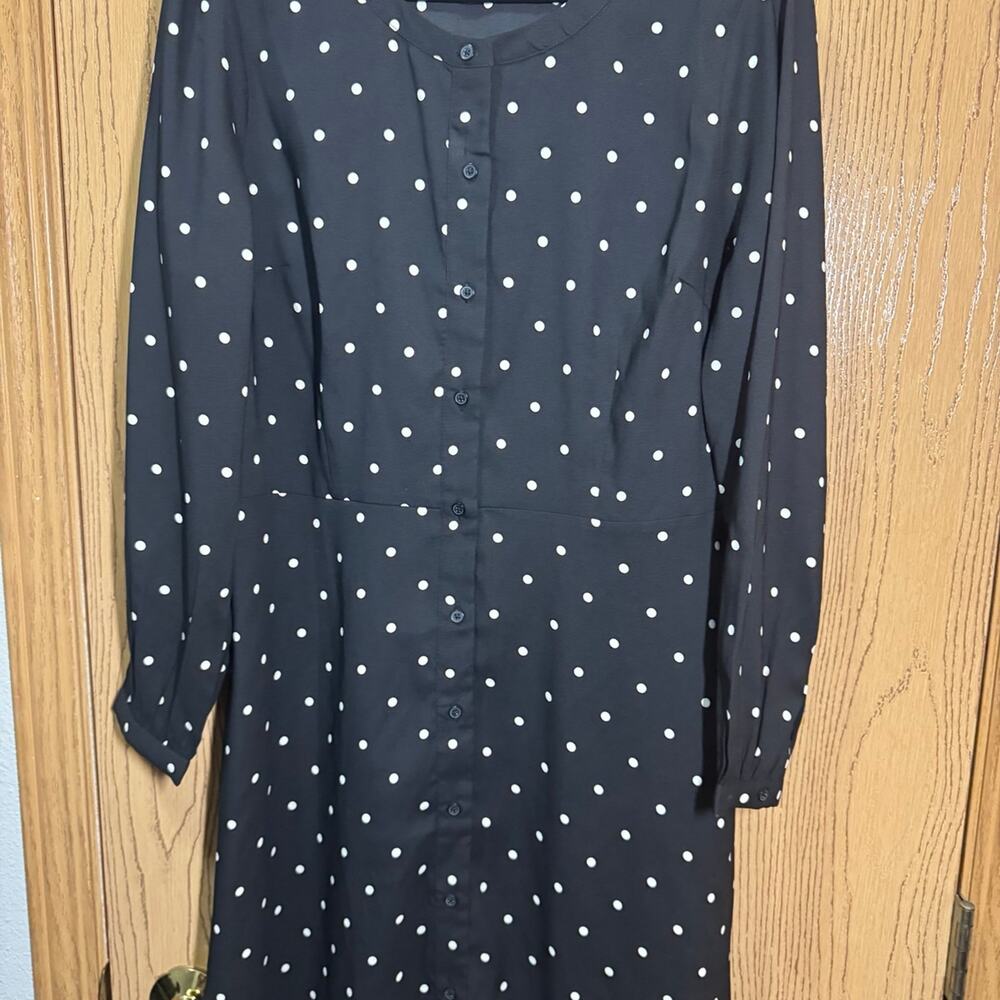 Loft petite polka dot button dress size 12 - Picture 3 of 9